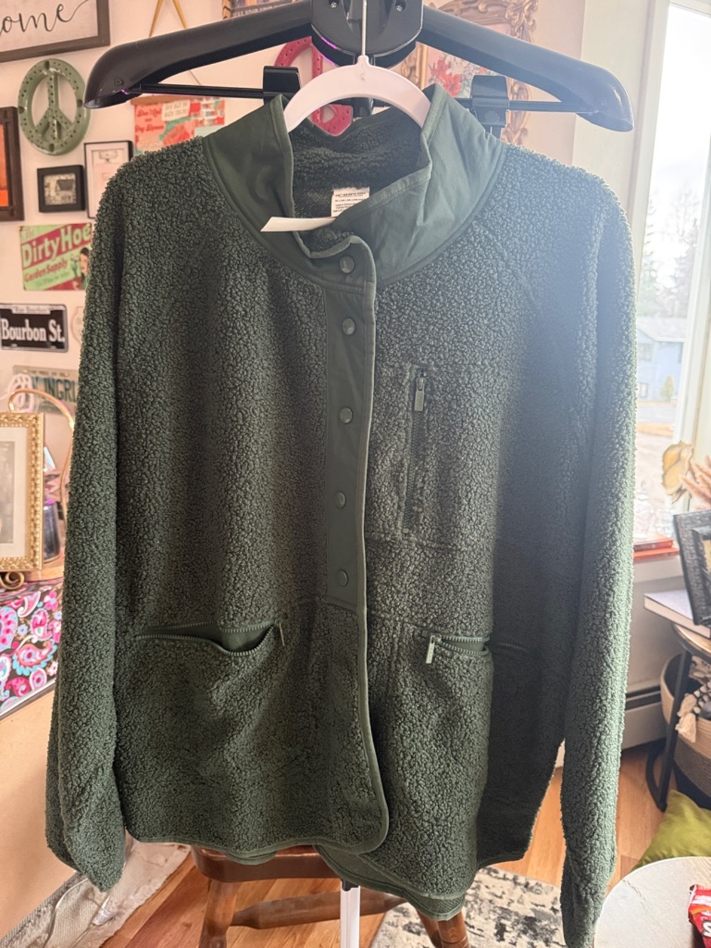 PINK Women’s Dark Green Sherpa Jacket
